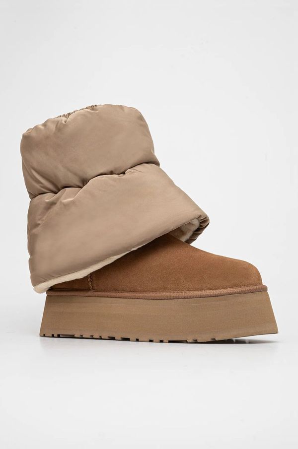 Ugg Snežke UGG Classic Mini Dipper Puffer rjava barva, 1158275-AHS