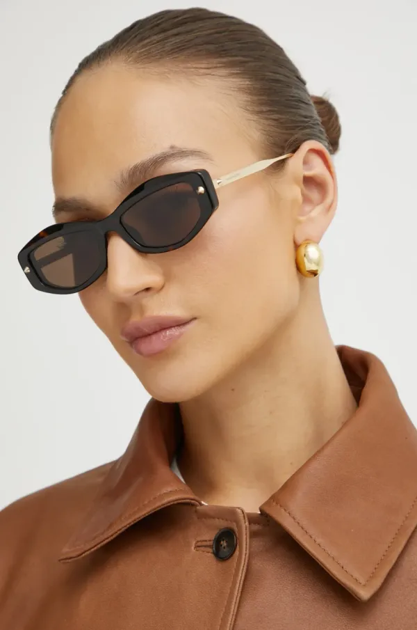 Alexander McQueen Sončna očala Alexander McQueen ženska, rjava barva, AM0482S
