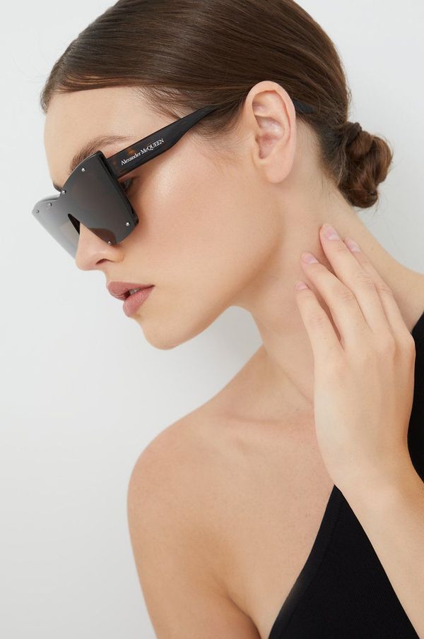 Alexander McQueen Sončna očala Alexander McQueen ženski, rjava barva
