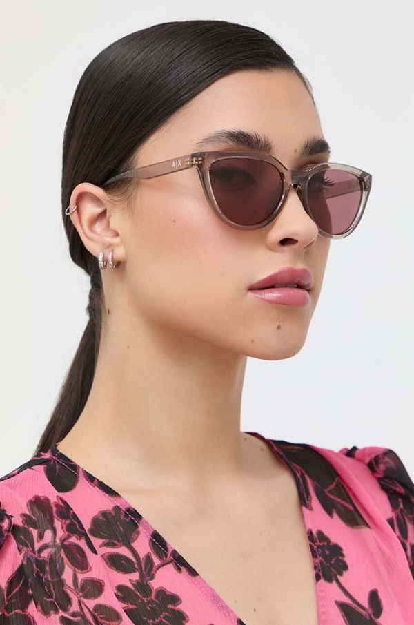 Armani Exchange Sončna očala Armani Exchange ženski, bež barva