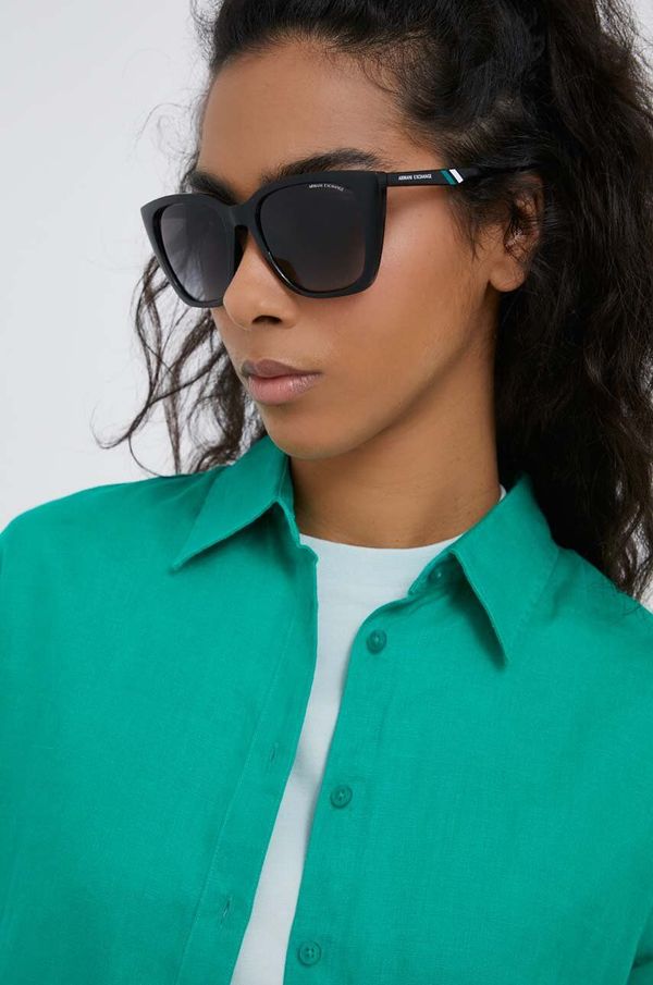 Armani Exchange Sončna očala Armani Exchange ženski, črna barva
