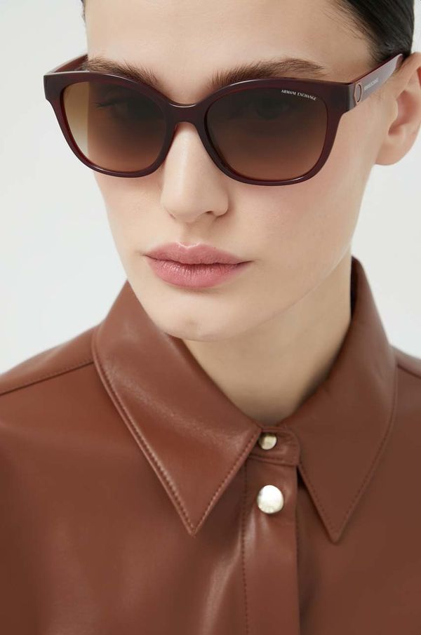 Armani Exchange Sončna očala Armani Exchange ženski, rjava barva