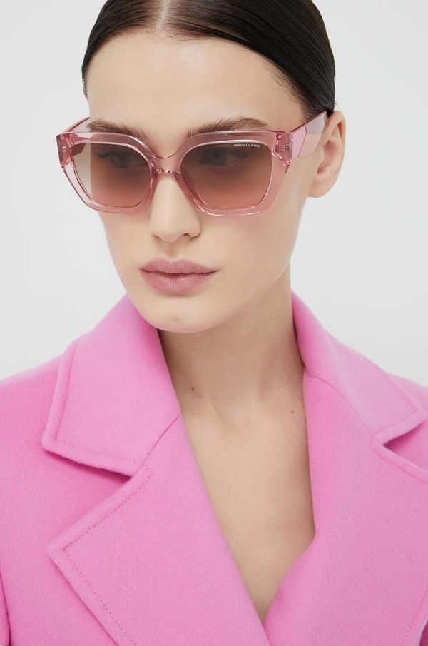 Armani Exchange Sončna očala Armani Exchange ženski, roza barva