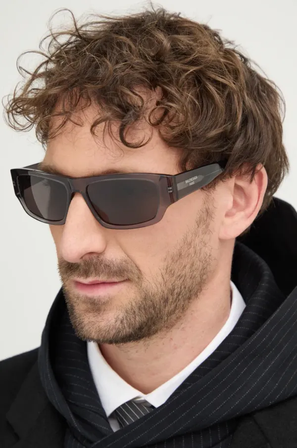 Balenciaga Sončna očala Balenciaga moška, siva barva, BB0366S