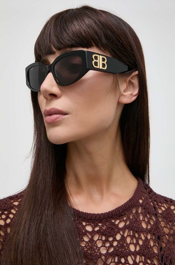 Balenciaga Sončna očala Balenciaga ženska, črna barva, BB0324SK
