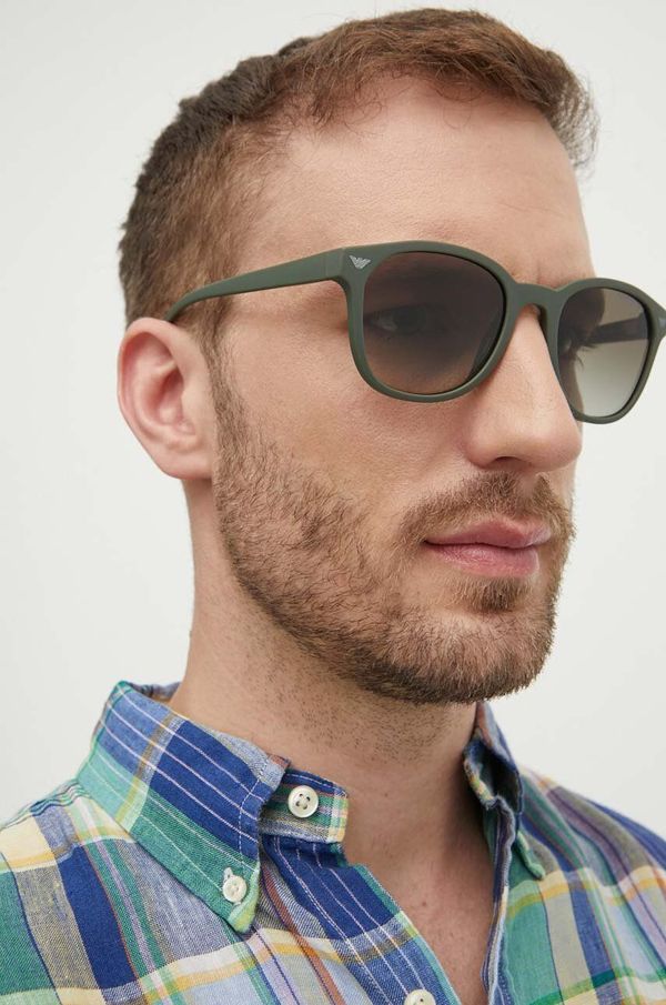 Emporio Armani Sončna očala Emporio Armani moški, zelena barva