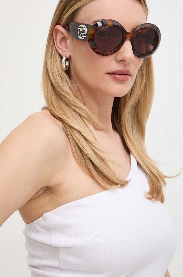 Gucci Sončna očala Gucci ženski, rjava barva