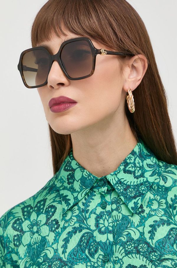 Gucci Sončna očala Gucci ženski, rjava barva