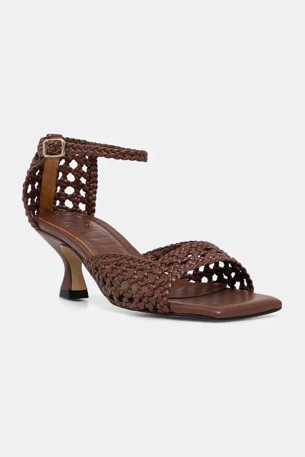 Souliers Martinez Souliers Martinez sandali z nizko peto usnjeni VERONICA