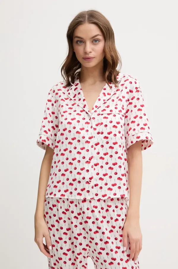 Abercrombie & Fitch Spalna srajca Abercrombie & Fitch ženska, bež barva, KI146-5049