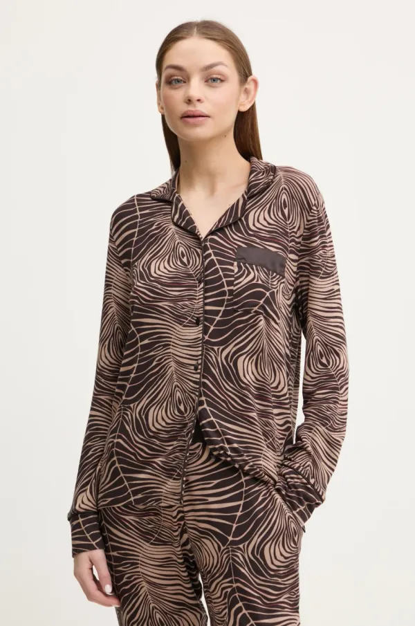 Chantelle Spalna srajca Chantelle ženska, rjava barva, FNB050