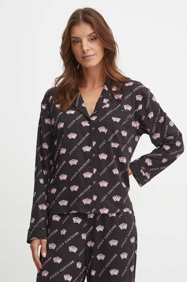 Juicy Couture Spalna srajca Juicy Couture ESTELLE PYJAMA TOP ženska, črna barva, JCLPT224503