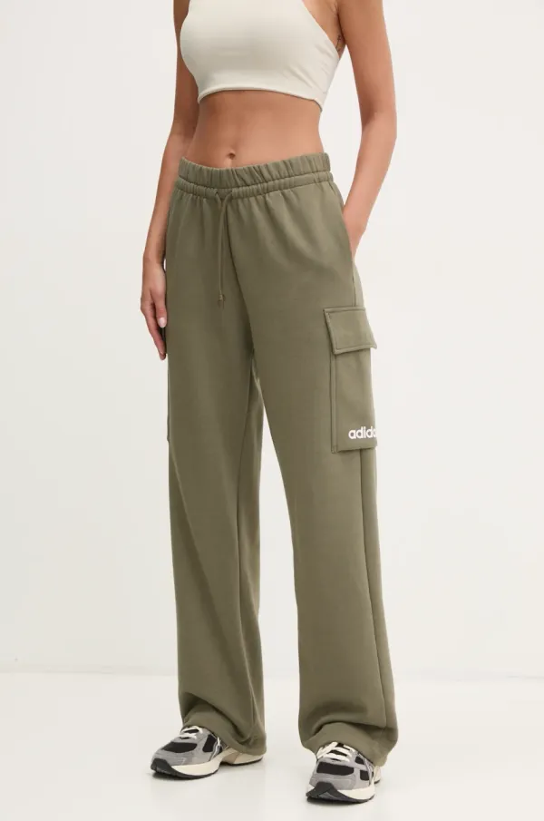 adidas Spodnji del trenirke adidas Essentials Linear ženski, zelena barva, JE0033