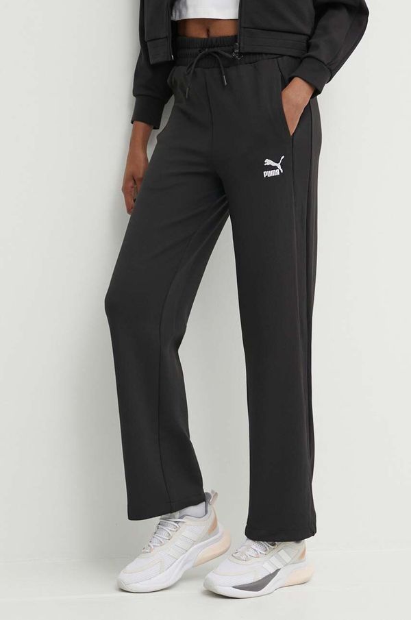 Puma Spodnji del trenirke Puma T7 High Waist Pant črna barva, 624212