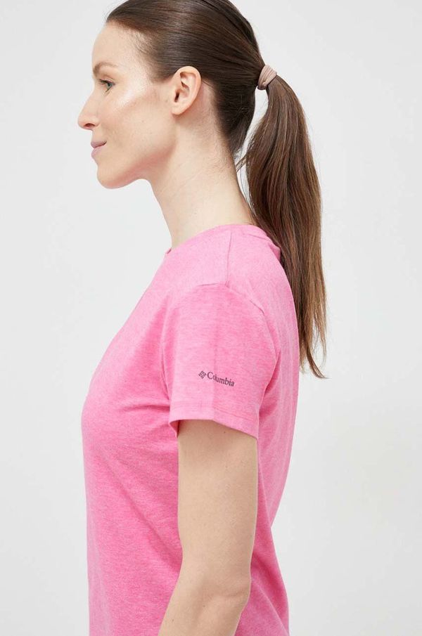 Columbia Športna kratka majica Columbia Sun Trek roza barva