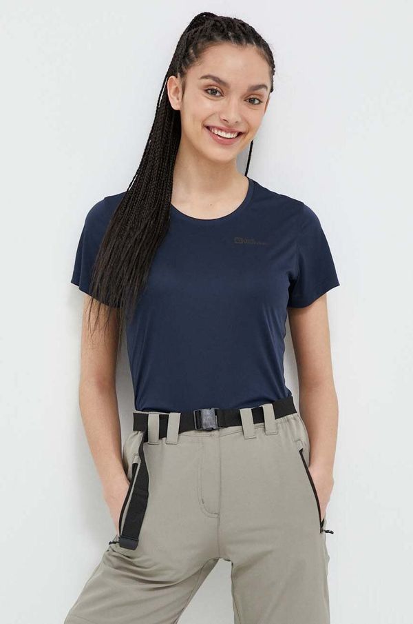 Jack Wolfskin Športna kratka majica Jack Wolfskin Tech mornarsko modra barva