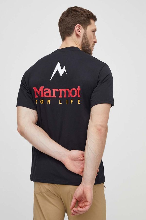 Marmot Športna kratka majica Marmot Marmot For Life črna barva