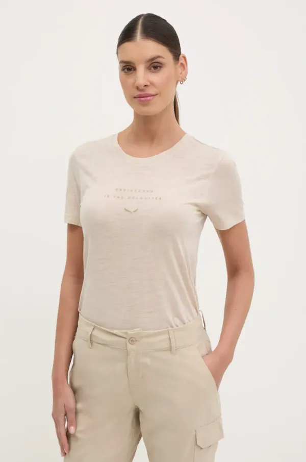 Salewa Športna kratka majica Salewa Eagle bež barva, 00.0000028854