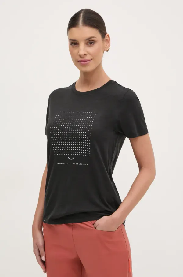 Salewa Športna kratka majica Salewa Eagle Dotted črna barva, 00.0000028902