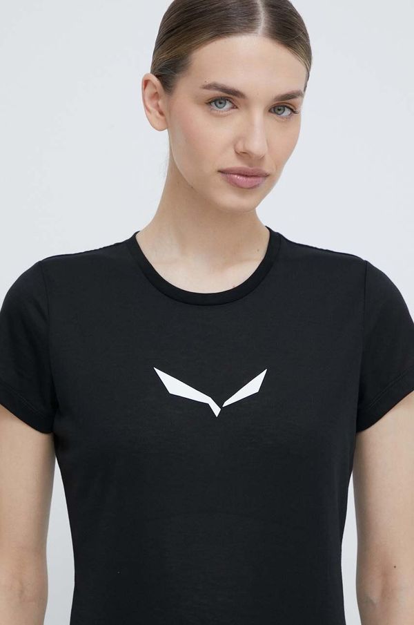 Salewa Športna kratka majica Salewa Solidlogo črna barva