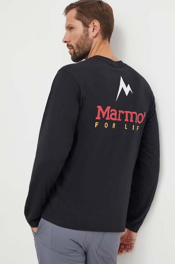 Marmot Športna majica z dolgimi rokavi Marmot Marmot For Life črna barva