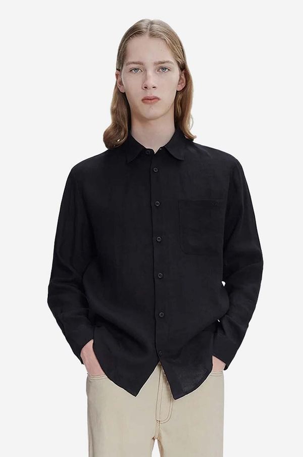 A.P.C. Srajca A.P.C. A.P.C. Chemise Cassel LIAEK-H12545 BLACK moška, črna barva