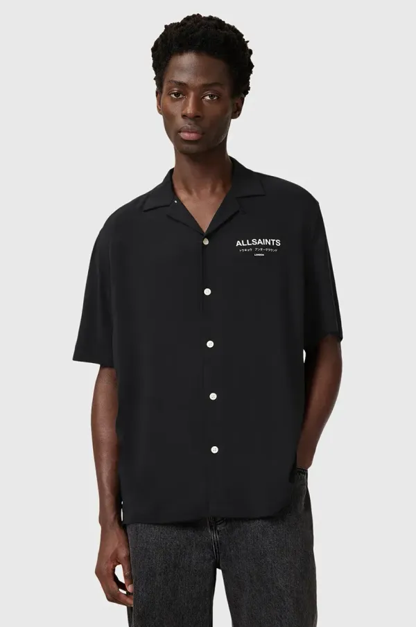 AllSaints Srajca AllSaints UNDERGROUND moška, črna barva, M158SB
