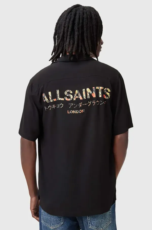 AllSaints Srajca AllSaints UNDRGNDBOWA moška, črna barva, M034SC