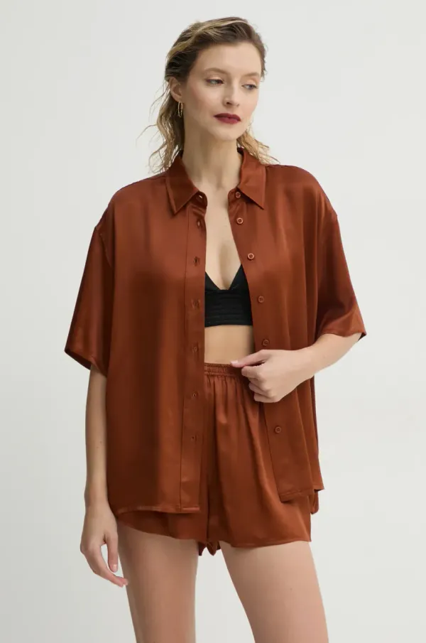 American Vintage Srajca American Vintage ženska, rjava barva, UNY06BE25