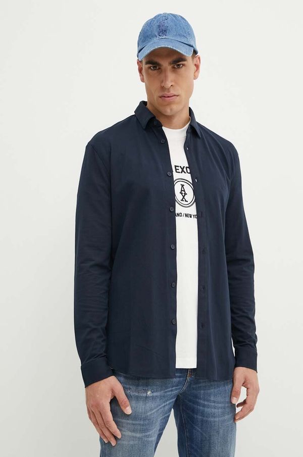 Armani Exchange Srajca Armani Exchange moška, mornarsko modra barva, 6DZCHJ ZJEAZ