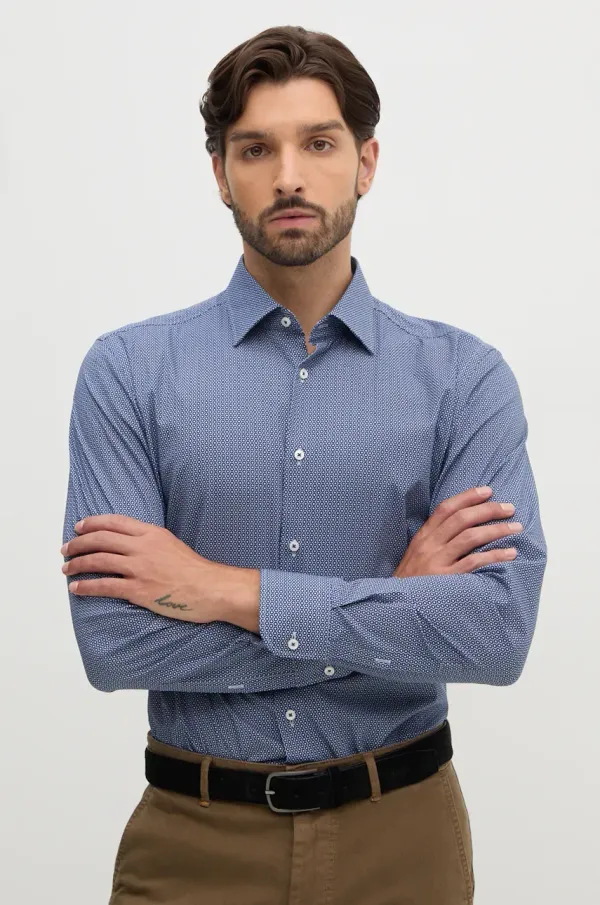 BOSS Srajca BOSS moška, mornarsko modra barva, 50519830