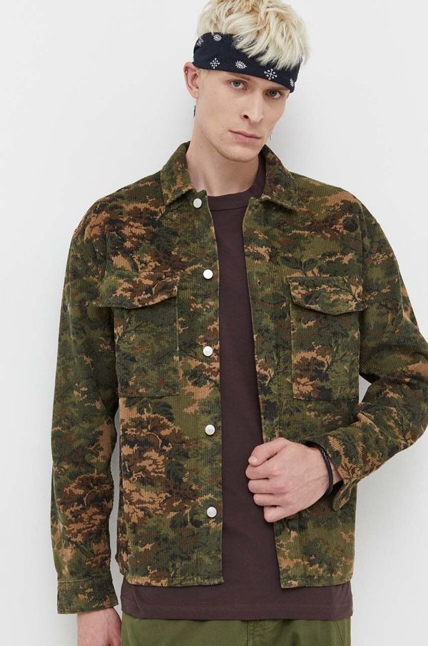 Abercrombie & Fitch Srajca iz rebrastega žameta Abercrombie & Fitch zelena barva