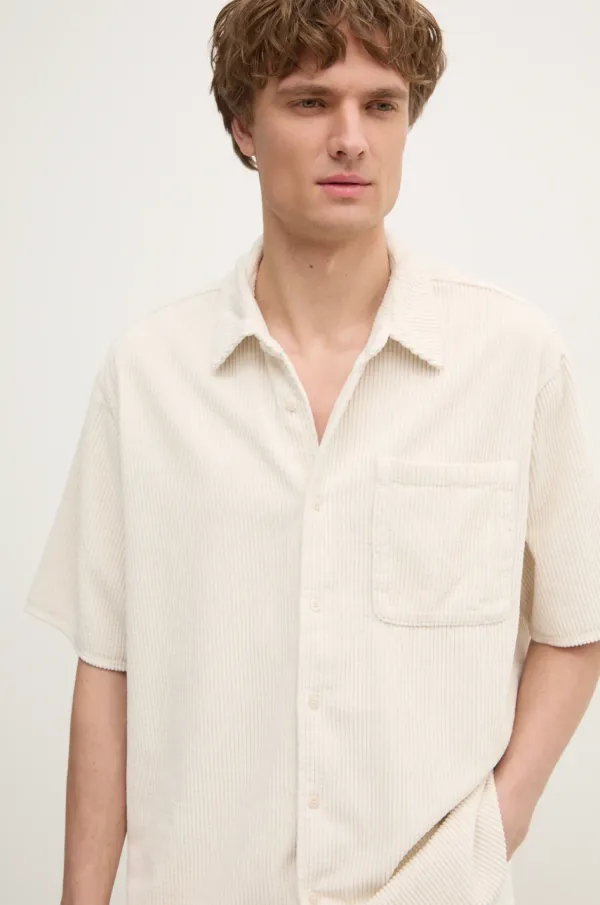 American Vintage Srajca iz rebrastega žameta American Vintage bež barva, MPADO06BE25