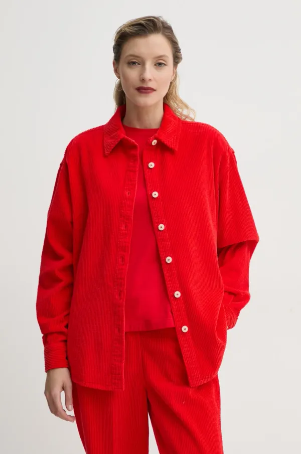 American Vintage Srajca iz rebrastega žameta American Vintage ženska, rdeča barva, PADO06AE25