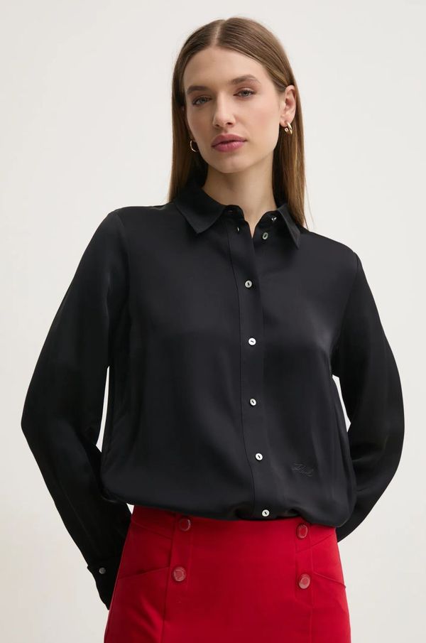 Karl Lagerfeld Srajca Karl Lagerfeld ženska, črna barva, A1W11022