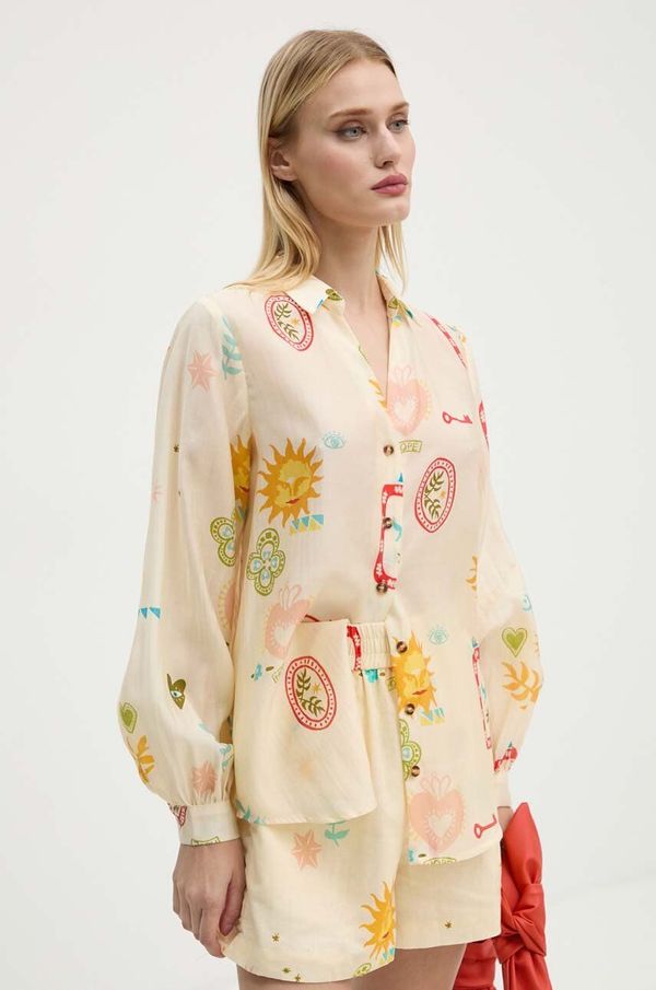 Never Fully Dressed Srajca Never Fully Dressed Sundazed Summer Miley Shirt ženska, bež barva, NFDTO1542