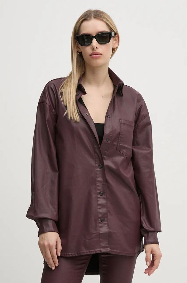 Pepe Jeans Srajca Pepe Jeans OVERSHIRT ženska, bordo barva, PL304963YH7