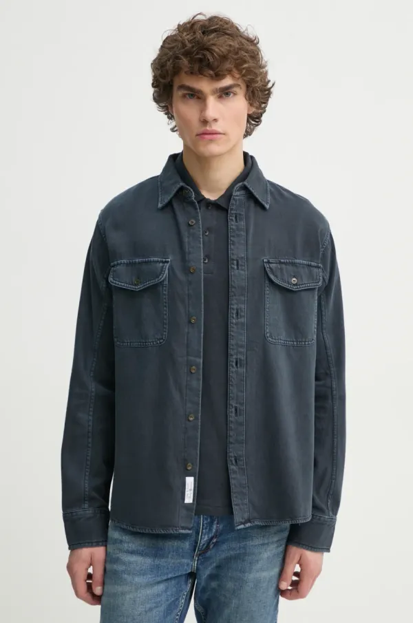 rag & bone Srajca Rag & Bone moška, mornarsko modra barva, MED24S0004ZDMI