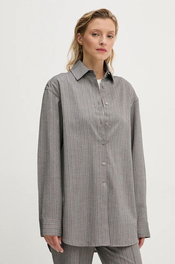 Remain Srajca Remain Herringbone Overshirt ženska, siva barva, 5018743038