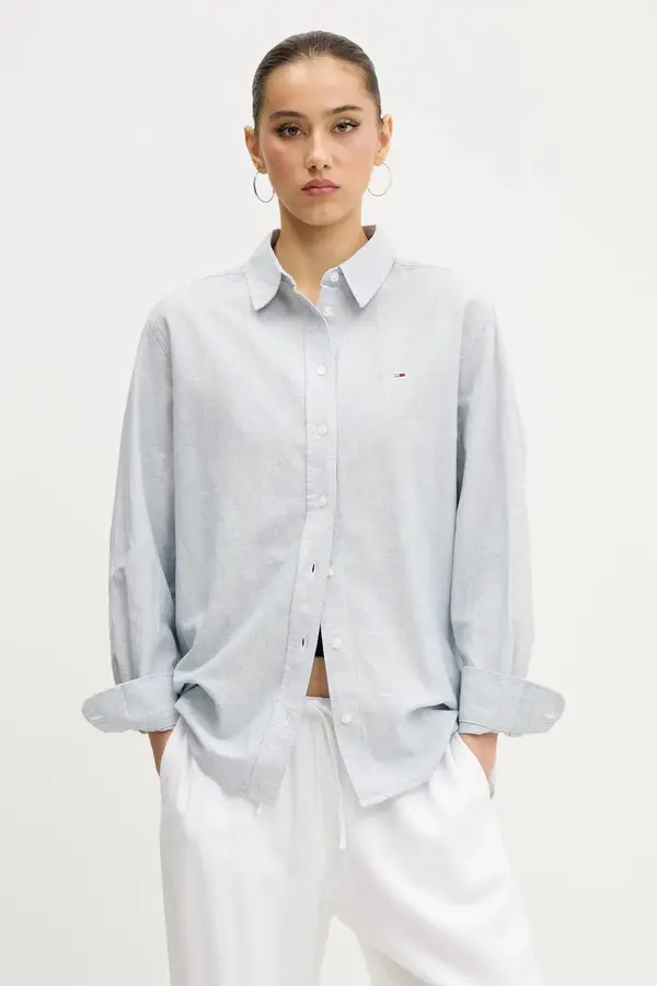 Tommy Jeans Srajca s primesjo lanu Tommy Jeans
