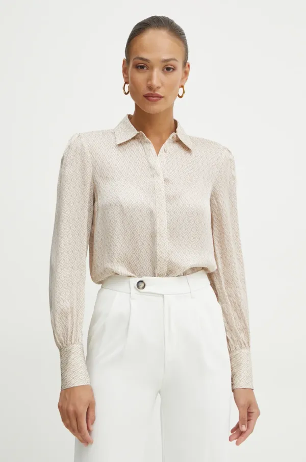 Fracomina Srajca s primesjo svile Fracomina bež barva, FR25ST6021W774J7