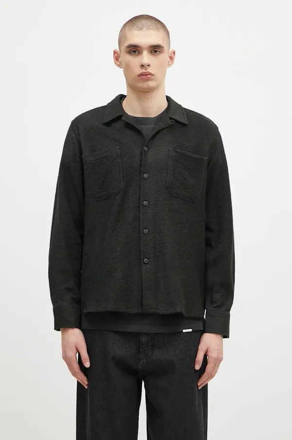 Universal Works Srajca s primesjo volne Universal Works zelena barva, 31566