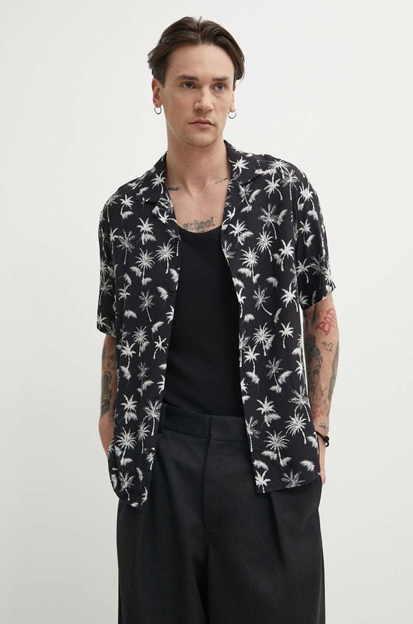 The Kooples Srajca The Kooples moška, črna barva, HCCC28066K