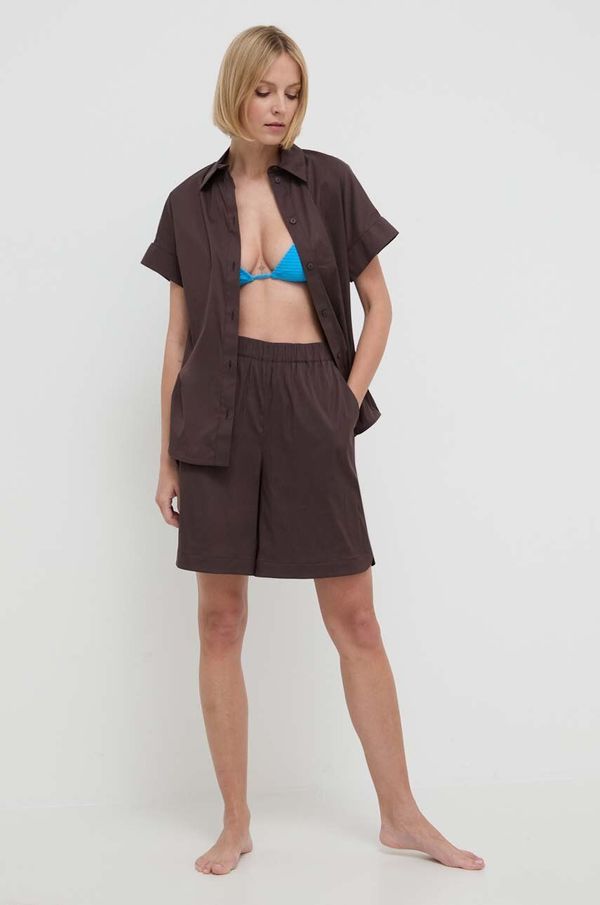 Max Mara Beachwear Srajca za na plažo Max Mara Beachwear ženska, rjava barva, 2416111019600