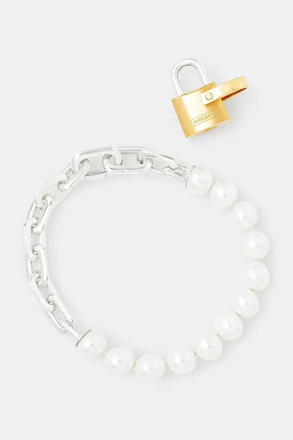 Ambush Srebrna zapestnica AMBUSH Pearl Padlock Bracelet