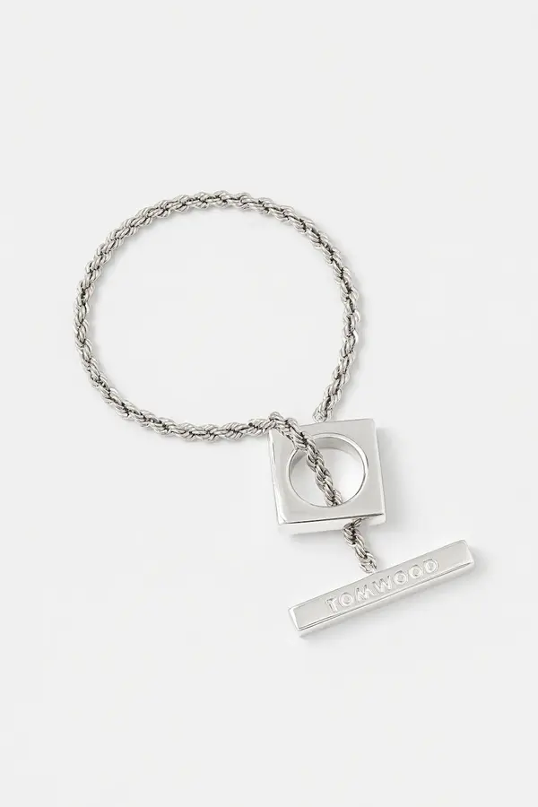 Tom Wood Srebrna zapestnica Tom Wood Square Rope Bracelet