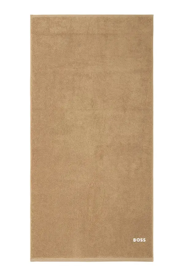 BOSS Srednje velika bombažna brisača BOSS EDGE Pecan 70 x 140 cm