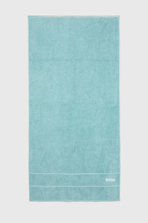 BOSS Srednje velika bombažna brisača BOSS Plain Aruba Blue 70 x 140 cm