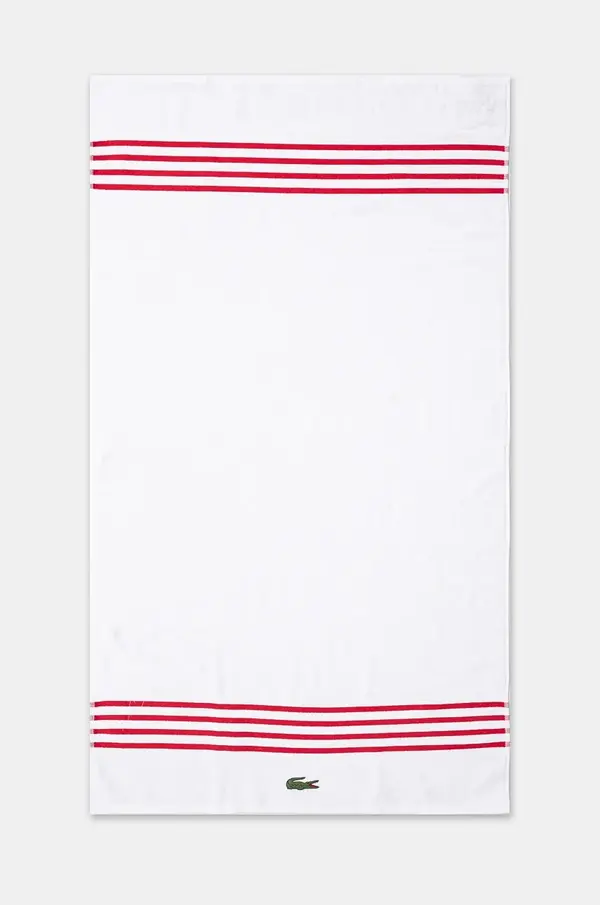 Lacoste Srednje velika bombažna brisača Lacoste L Courtline Rouge 70 x 140 cm