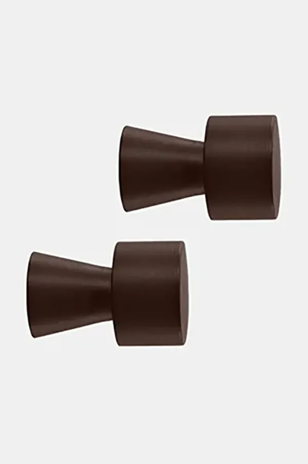 OYOY Stenski obešalnik OYOY Pin 2-pack rjava barva